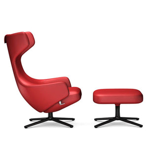 Grand Repos Lounge Chair & Ottoman lounge chair Vitra 16.1-Inch Basic Dark Leather Contrast - Red - 70 +$970.00