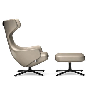 Grand Repos Lounge Chair & Ottoman lounge chair Vitra 16.1-Inch Basic Dark Leather Contrast - Sand - 71 +$970.00