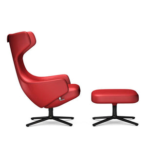 Grand Repos Lounge Chair & Ottoman lounge chair Vitra 18.1-Inch Basic Dark Leather Contrast - Red - 70 +$970.00