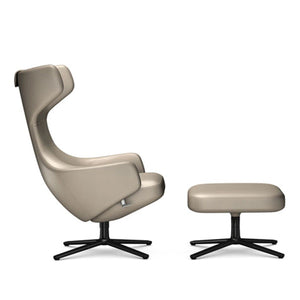 Grand Repos Lounge Chair & Ottoman lounge chair Vitra 18.1-Inch Basic Dark Leather Contrast - Sand - 71 +$970.00