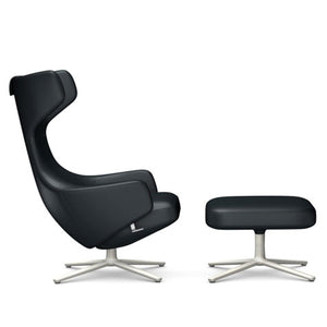 Grand Repos Lounge Chair & Ottoman lounge chair Vitra 16.1-Inch Soft Light Leather Contrast - Asphalt - 67 +$970.00