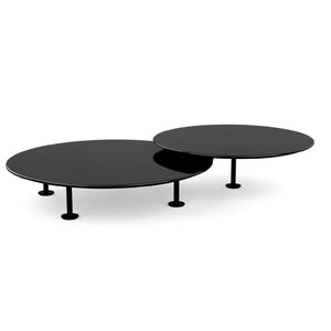 Grasshopper Coffee Table - Double Round Coffee Tables Knoll Black Black Glass 