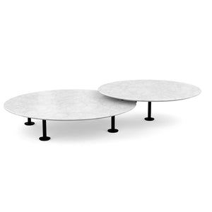 Grasshopper Coffee Table - Double Round Coffee Tables Knoll Black Carrara marble - Shiny finish 