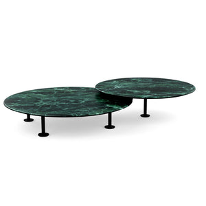Grasshopper Coffee Table - Double Round Coffee Tables Knoll Black Verde Alpi marble - Satin finish 