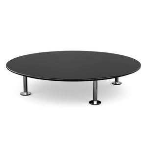 Grasshopper Coffee Table - Single Round Coffee Tables Knoll Polished Chrome Black Glass 