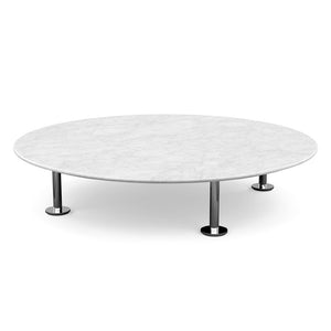 Grasshopper Coffee Table - Single Round Coffee Tables Knoll Polished Chrome Carrara marble - Satin finish 