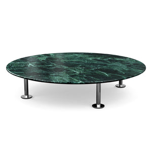 Grasshopper Coffee Table - Single Round Coffee Tables Knoll Polished Chrome Verde Alpi marble - Shiny finish 