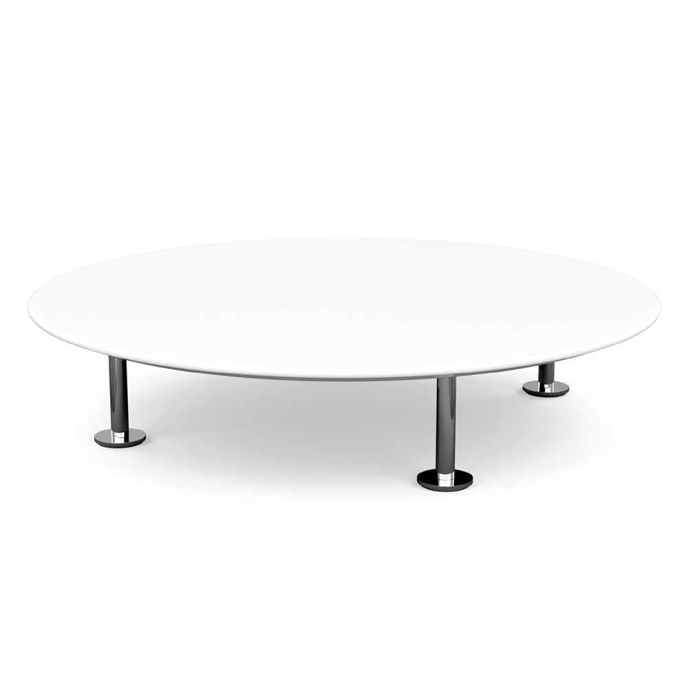 Grasshopper Coffee Table - Single Round Coffee Tables Knoll Polished Chrome White Laminate 