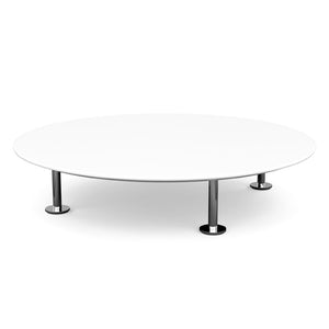 Grasshopper Coffee Table - Single Round Coffee Tables Knoll Polished Chrome White Laminate 