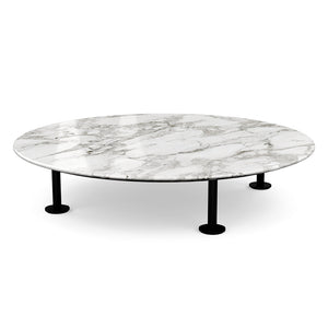 Grasshopper Coffee Table - Single Round Coffee Tables Knoll Black Arabescato marble - Shiny finish 