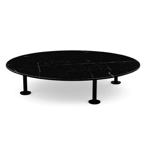 Grasshopper Coffee Table - Single Round Coffee Tables Knoll Black Nero Marquina marble - Satin finish 