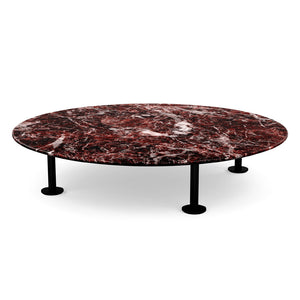 Grasshopper Coffee Table - Single Round Coffee Tables Knoll Black Rosso Rubino marble - Satin finish 