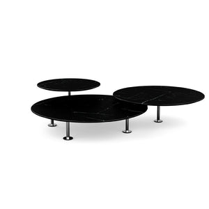 Grasshopper Coffee Table - Triple Coffee Tables Knoll Polished Chrome Nero Marquina marble - Satin finish 