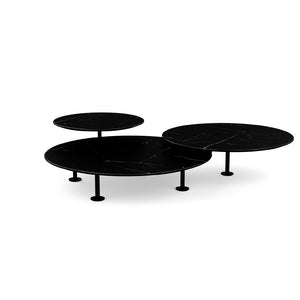 Grasshopper Coffee Table - Triple Coffee Tables Knoll Black Nero Marquina marble - Satin finish 