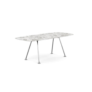 Grasshopper Dining Table - Rectangular Dining Tables Knoll 79" Wide Polished Chrome Arabescato marble - Satin finish