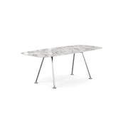 Grasshopper Dining Table - Rectangular Dining Tables Knoll 79" Wide Polished Chrome Arabescato marble - Shiny finish