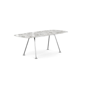 Grasshopper Dining Table - Rectangular Dining Tables Knoll 79" Wide Polished Chrome Arabescato marble - Shiny finish