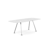 Grasshopper Dining Table - Rectangular Dining Tables Knoll 79" Wide Polished Chrome Carrara marble - Satin finish