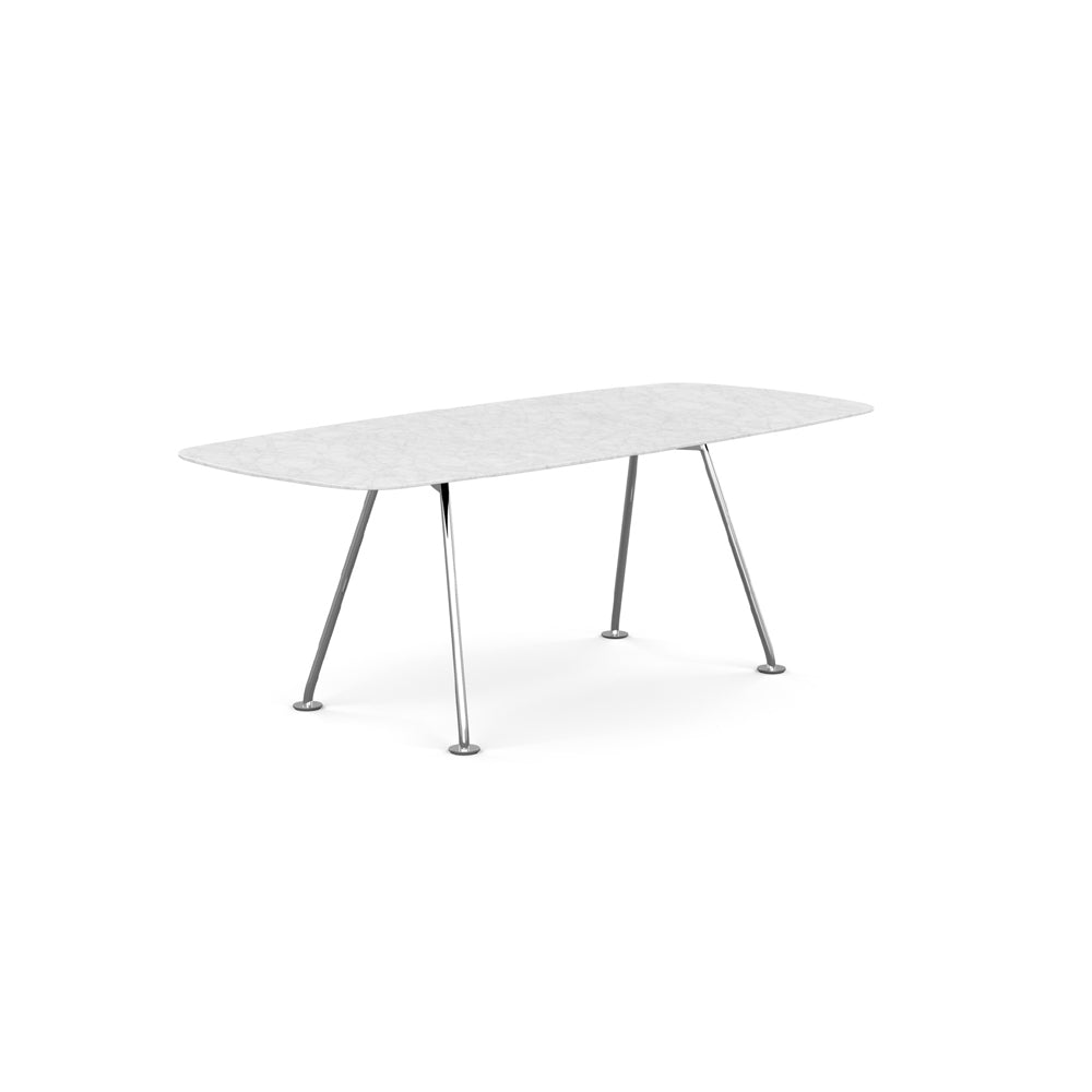 Grasshopper Dining Table - Rectangular Dining Tables Knoll 79" Wide Polished Chrome Carrara marble - Satin finish