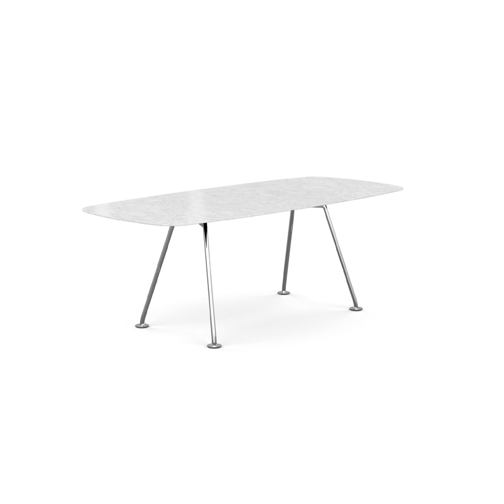 Grasshopper Dining Table - Rectangular Dining Tables Knoll 79" Wide Polished Chrome Carrara marble - Shiny finish