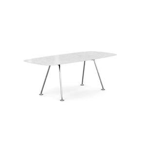 Grasshopper Dining Table - Rectangular Dining Tables Knoll 79" Wide Polished Chrome Carrara marble - Shiny finish