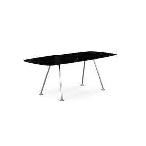 Grasshopper Dining Table - Rectangular Dining Tables Knoll 79" Wide Polished Chrome Nero Marquina marble - Shiny finish