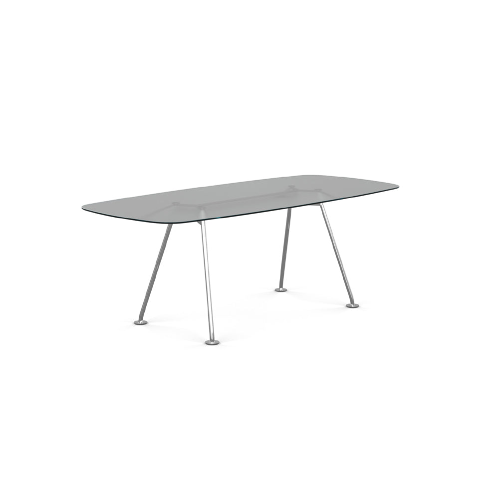 Grasshopper Dining Table - Rectangular Dining Tables Knoll 79" Wide Polished Chrome Sanded Glass