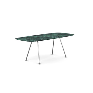 Grasshopper Dining Table - Rectangular Dining Tables Knoll 79" Wide Polished Chrome Verde Alpi marble - Satin finish