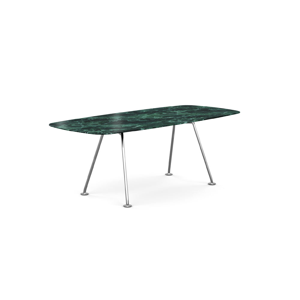 Grasshopper Dining Table - Rectangular Dining Tables Knoll 79" Wide Polished Chrome Verde Alpi marble - Shiny finish