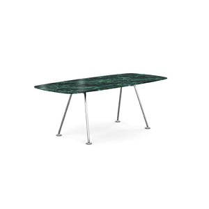 Grasshopper Dining Table - Rectangular Dining Tables Knoll 79" Wide Polished Chrome Verde Alpi marble - Shiny finish