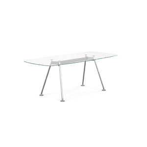 Grasshopper Dining Table - Rectangular Dining Tables Knoll 79" Wide Polished Chrome Clear Glass