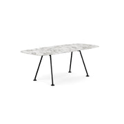 Grasshopper Dining Table - Rectangular Dining Tables Knoll 79" Wide Black Arabescato marble - Satin finish