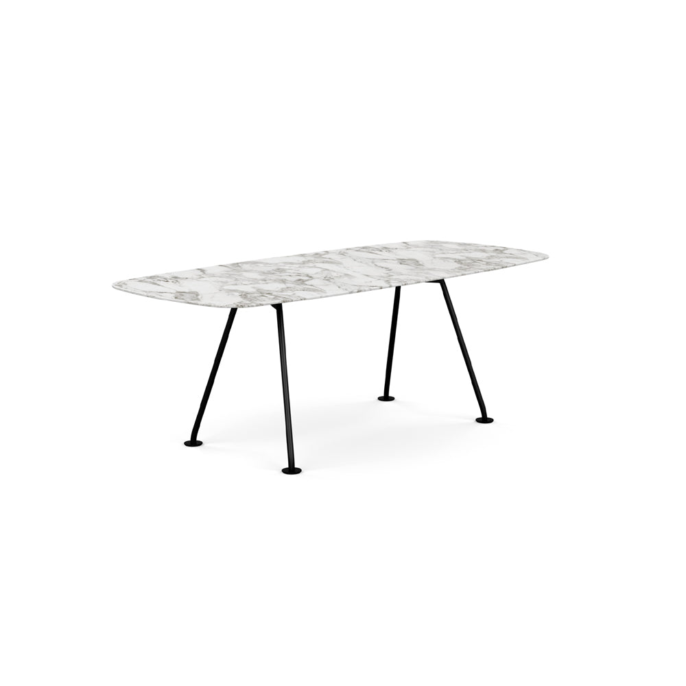 Grasshopper Dining Table - Rectangular Dining Tables Knoll 79" Wide Black Arabescato marble - Satin finish