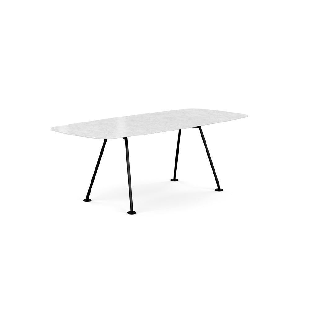 Grasshopper Dining Table - Rectangular Dining Tables Knoll 79" Wide Black Carrara marble - Shiny finish