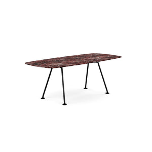 Grasshopper Dining Table - Rectangular Dining Tables Knoll 79" Wide Black Rosso Rubino marble - Satin finish