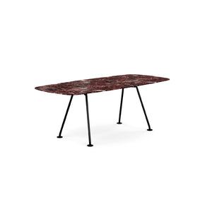Grasshopper Dining Table - Rectangular Dining Tables Knoll 79" Wide Black Rosso Rubino marble - Shiny finish