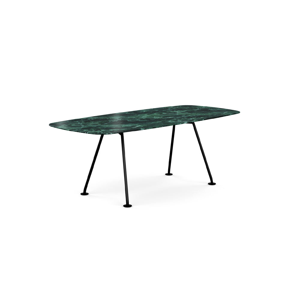 Grasshopper Dining Table - Rectangular Dining Tables Knoll 79" Wide Black Verde Alpi marble - Shiny finish