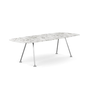 Grasshopper Dining Table - Rectangular Dining Tables Knoll 94-1/2" Wide Polished Chrome Arabescato marble - Satin finish