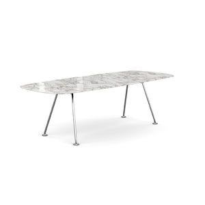 Grasshopper Dining Table - Rectangular Dining Tables Knoll 94-1/2" Wide Polished Chrome Arabescato marble - Shiny finish