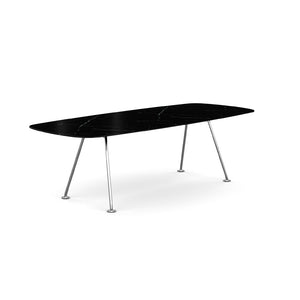 Grasshopper Dining Table - Rectangular Dining Tables Knoll 94-1/2" Wide Polished Chrome Nero Marquina marble - Shiny finish