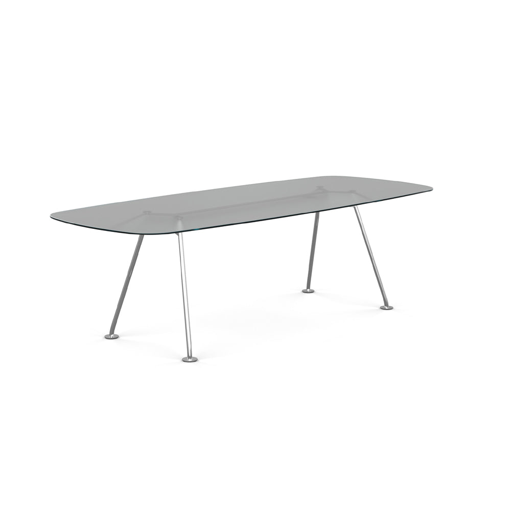 Grasshopper Dining Table - Rectangular Dining Tables Knoll 94-1/2" Wide Polished Chrome Sanded Glass