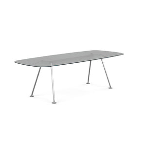 Grasshopper Dining Table - Rectangular Dining Tables Knoll 94-1/2" Wide Polished Chrome Sanded Glass