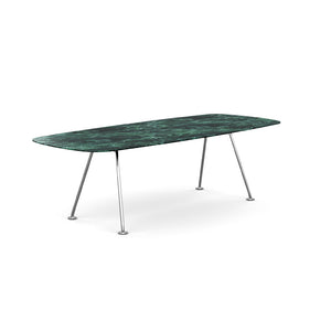 Grasshopper Dining Table - Rectangular Dining Tables Knoll 94-1/2" Wide Polished Chrome Verde Alpi marble - Satin finish