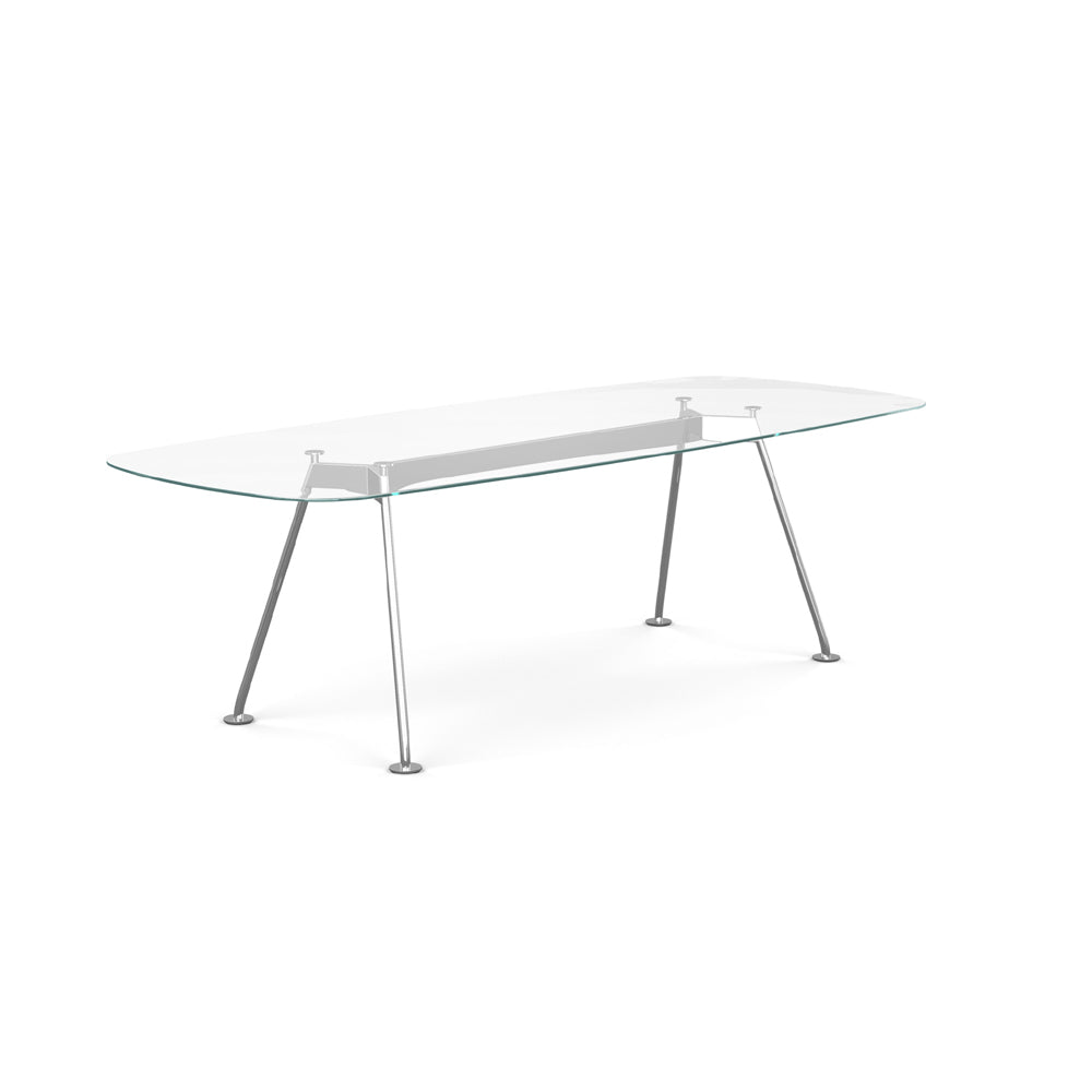 Grasshopper Dining Table - Rectangular Dining Tables Knoll 94-1/2" Wide Polished Chrome Clear Glass