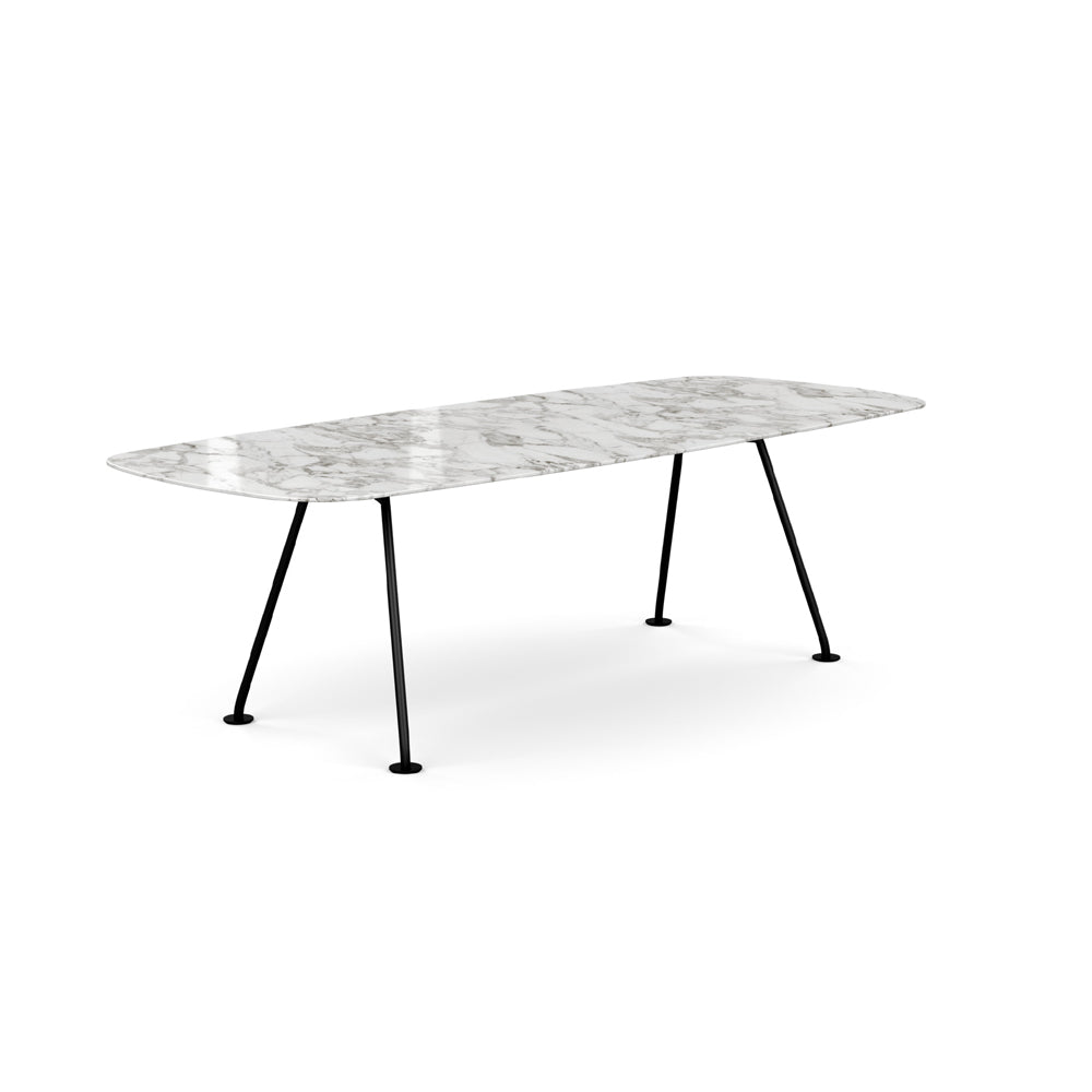 Grasshopper Dining Table - Rectangular Dining Tables Knoll 94-1/2" Wide Black Arabescato marble - Shiny finish