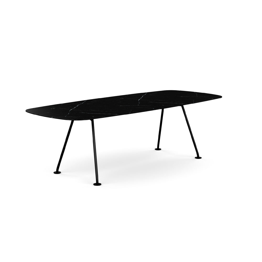 Grasshopper Dining Table - Rectangular Dining Tables Knoll 94-1/2" Wide Black Nero Marquina marble - Satin finish