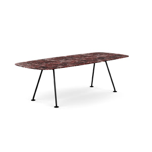 Grasshopper Dining Table - Rectangular Dining Tables Knoll 94-1/2" Wide Black Rosso Rubino marble - Satin finish