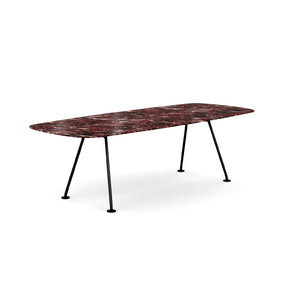 Grasshopper Dining Table - Rectangular Dining Tables Knoll 94-1/2" Wide Black Rosso Rubino marble - Shiny finish