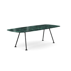 Grasshopper Dining Table - Rectangular Dining Tables Knoll 94-1/2" Wide Black Verde Alpi marble - Shiny finish