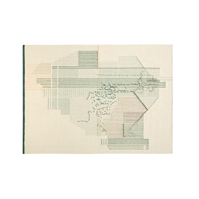 Backstitch Composition Rug Rug Gan Green 5’7&quot; x 7’11&quot; 